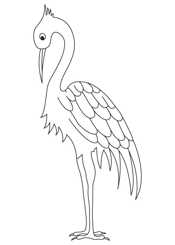 Long legged crane coloring page