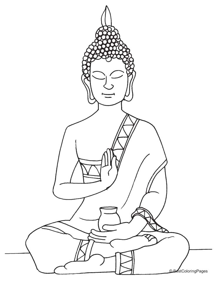 Lord Buddha statue coloring page