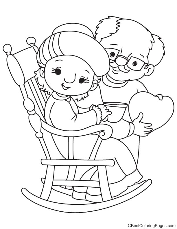 Loving grandparents coloring page