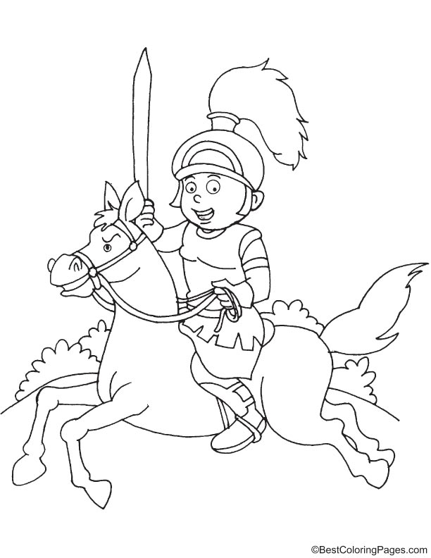 Medieval knight coloring page