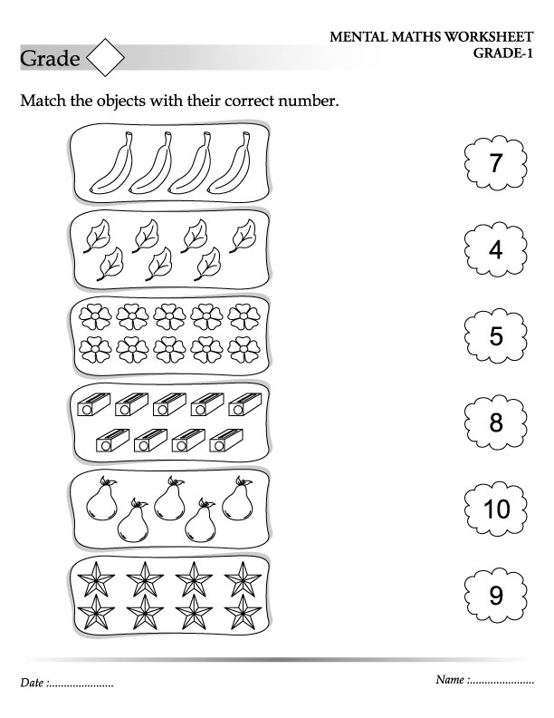 Match the objects with their correct number