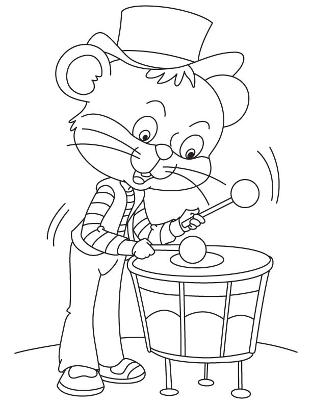 Meow drummer coloring page
