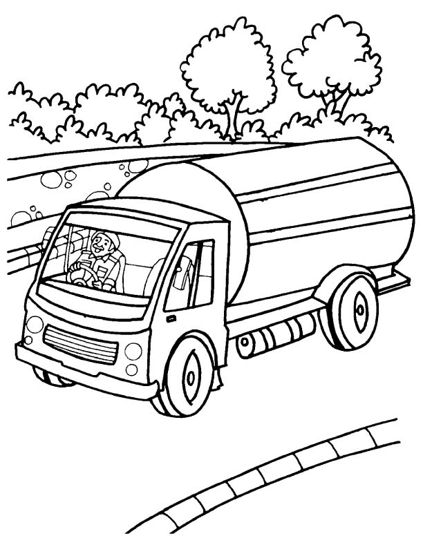 Milk tank truck coloring page