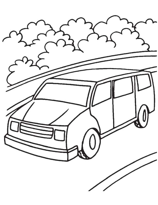 Mini van coloring page