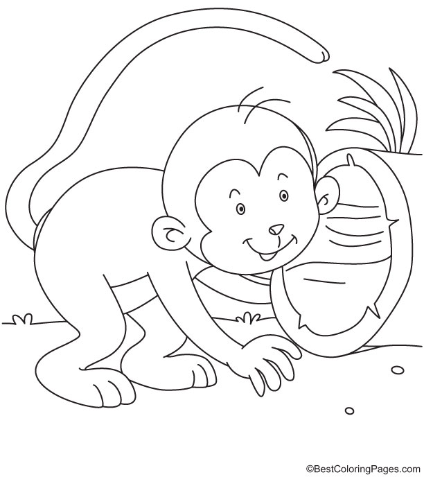 Mischievous monkey coloring page