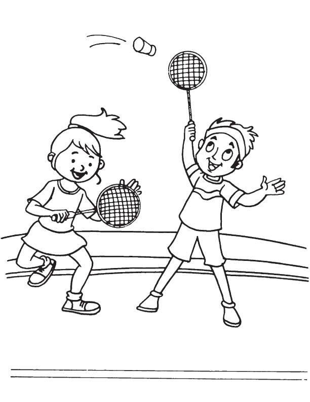 Mixed double badminton game coloring page | Download Free Mixed double
