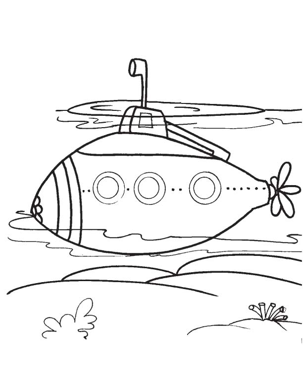 Modern submarine coloring page