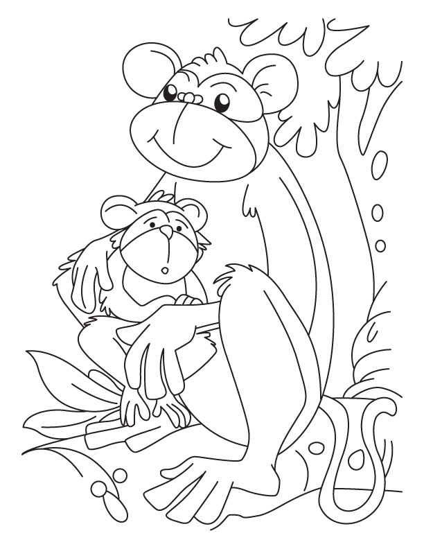 Monkey and Baby Monkey coloring page