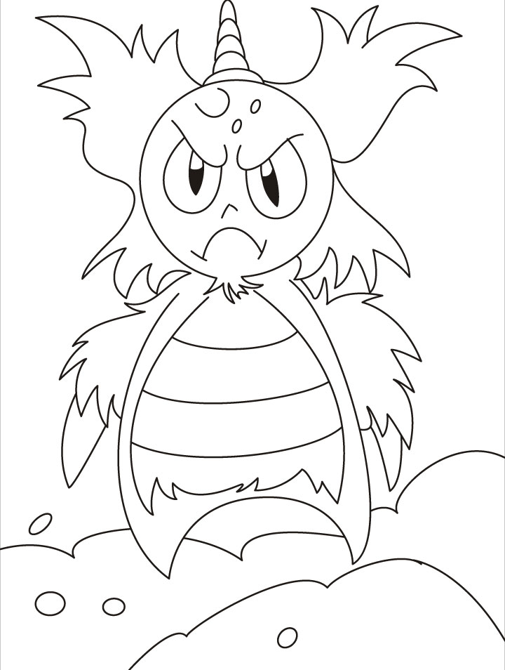 This angry monster is thinking some foul to play coloring pages