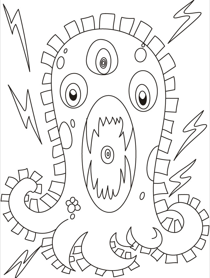 This monster is very furious, full of electric current coloring pages