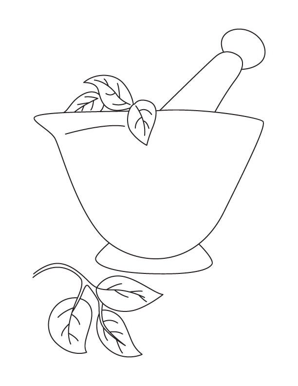 Mortar and pestle coloring page