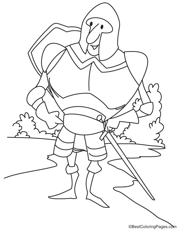 Mounted soldier in armor coloring page