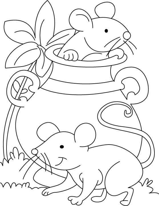 Mouse playing hide-n-seek coloring pages
