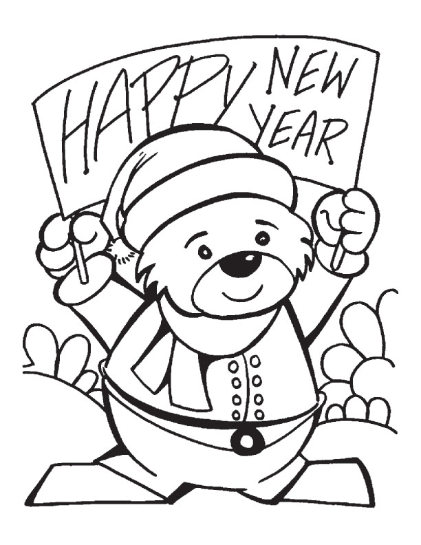 New year banner coloring pages