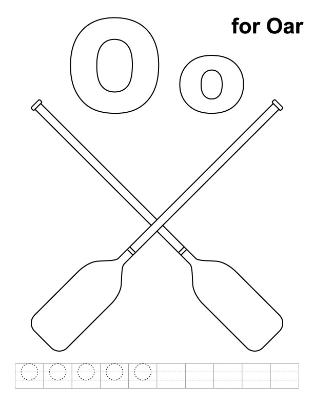 O for oars coloring page with handwriting practice