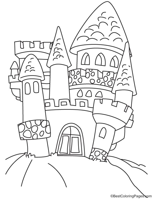 Old castle coloring page