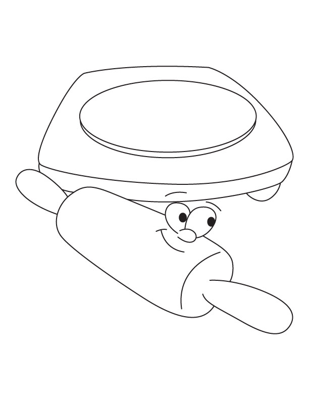 Pastry board and rolling pin coloring page
