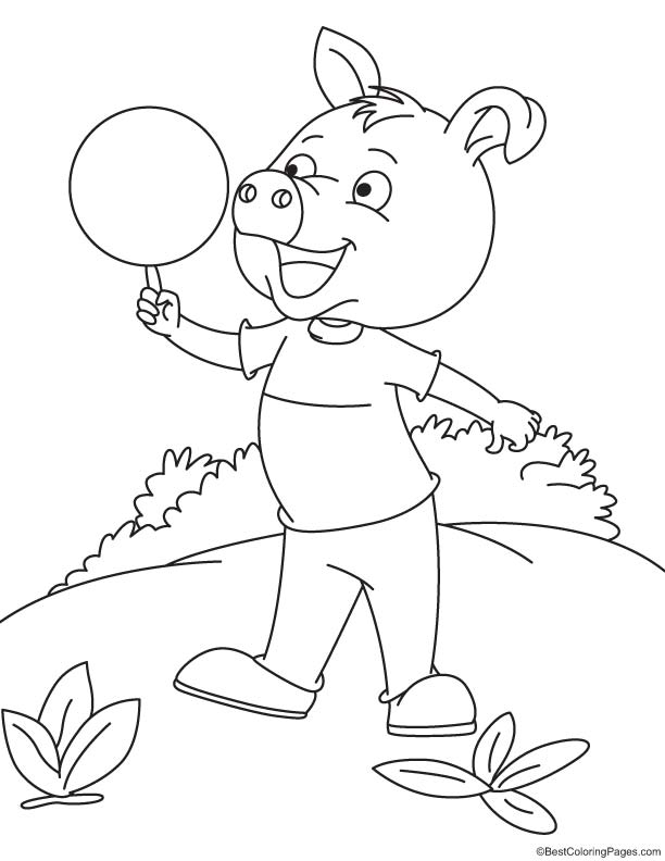 Pig showing circus coloring page
