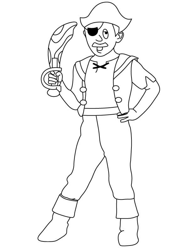 Pirate with knife coloring page