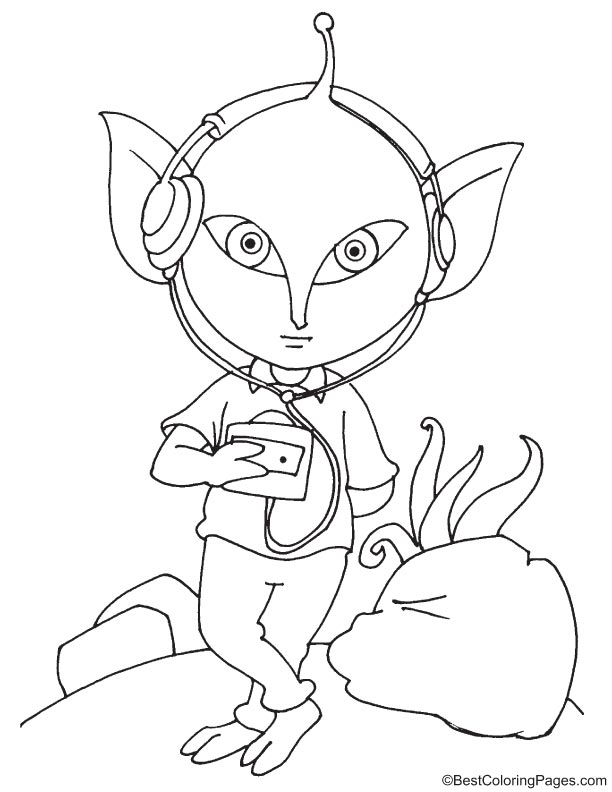 PK the alien coloring page