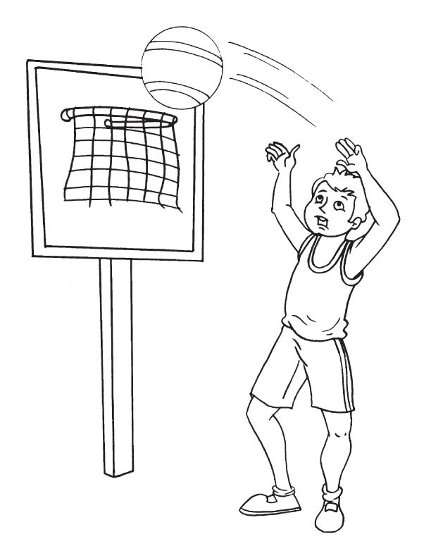 Player goes for a slam dunk coloring page