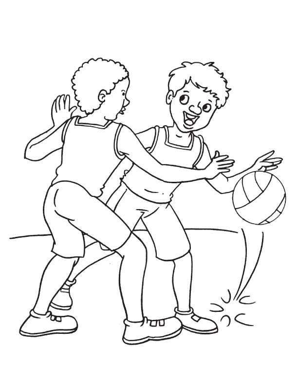 Playing basketball coloring page