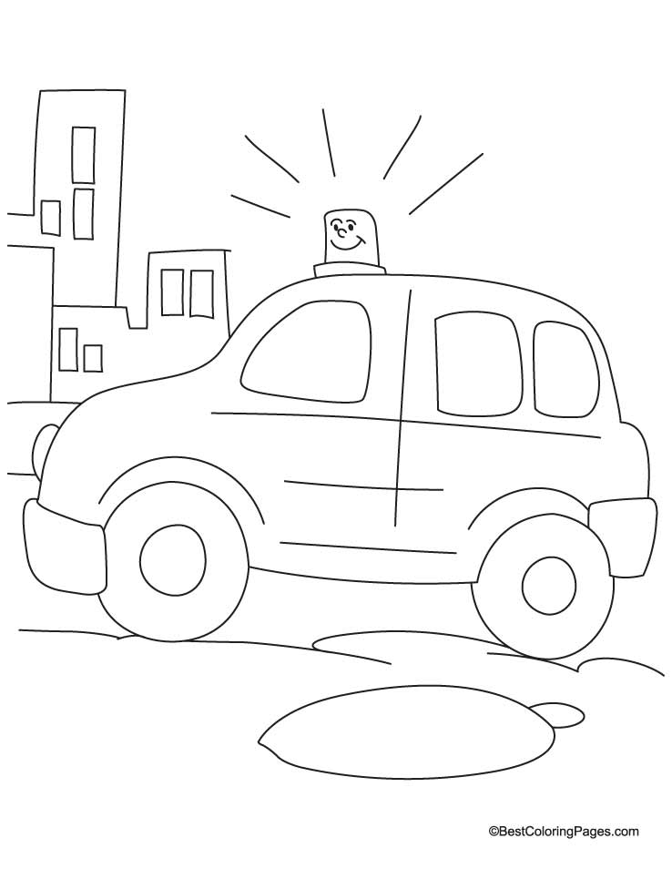 Police patrolling coloring page