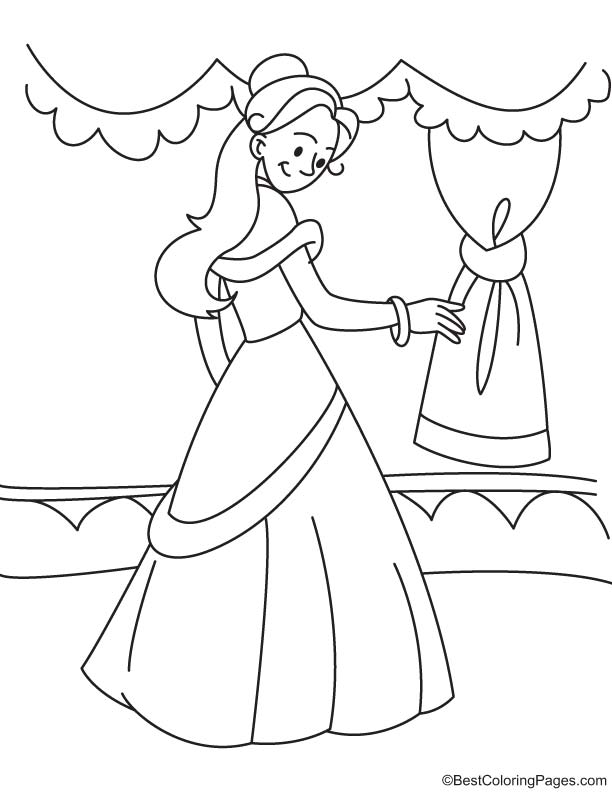 Princess in castle coloring page