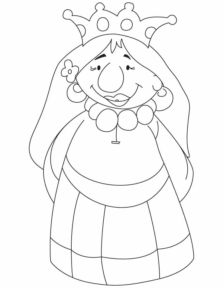 A cartoon queen coloring pages