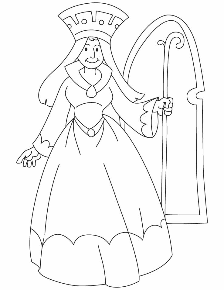 A queen holding a scepter coloring pages