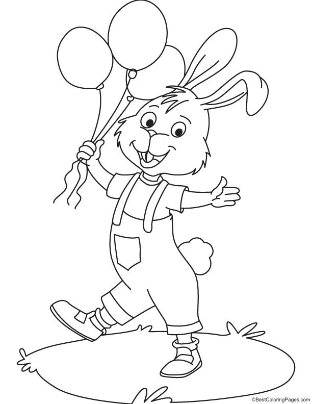 Rabbit with balloon coloring page