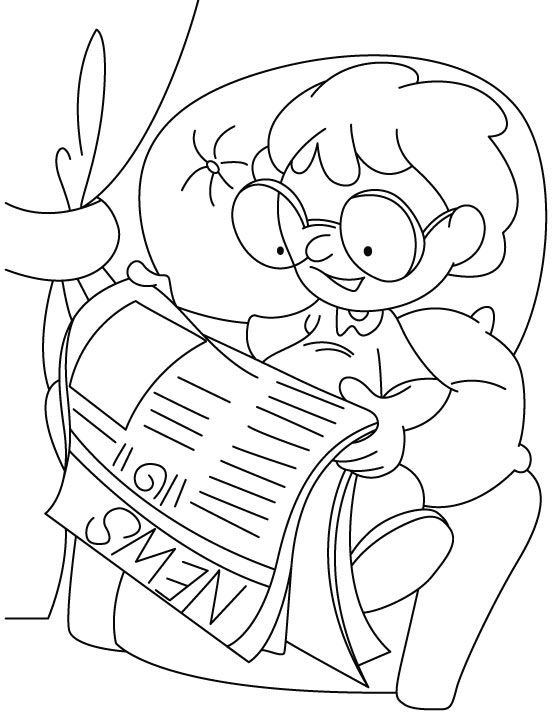 Reading coloring page