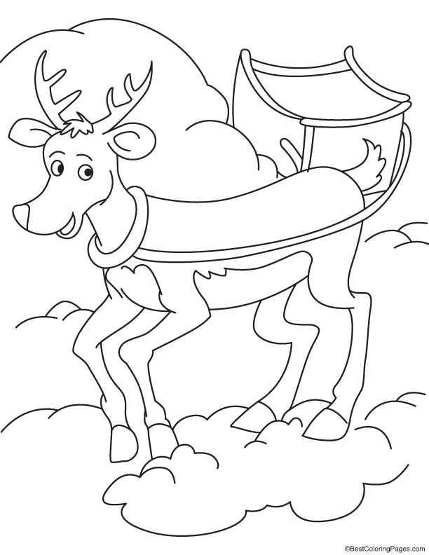 Reindeer ride coloring page