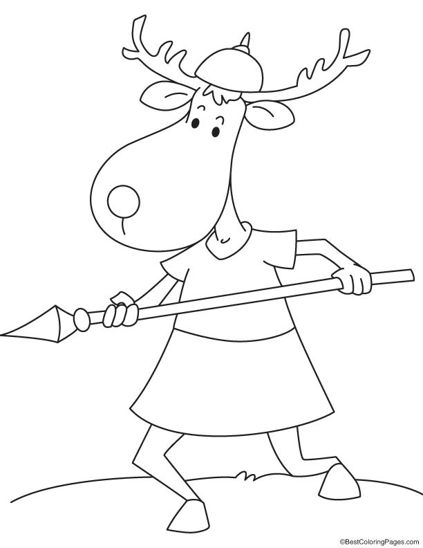 Reindeer with spear coloring page