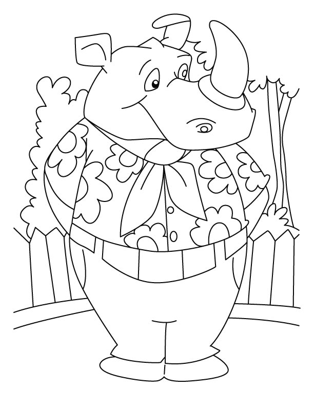 Smart rhinoceros coloring pages