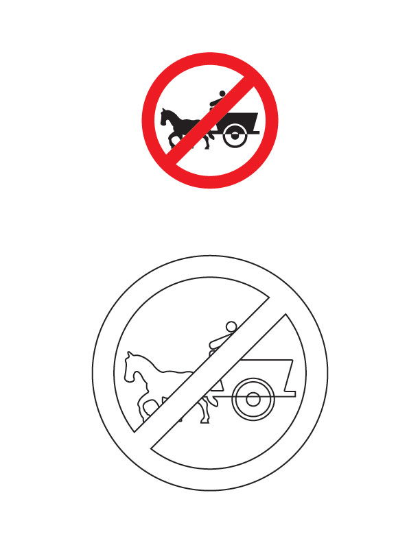 Tonga prohibited traffic sign coloring page