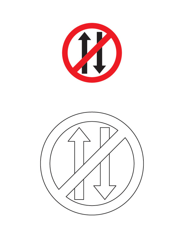 Vehicles prohibited in both direction traffic sign coloring page