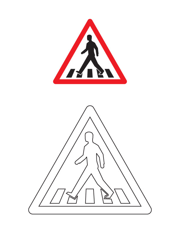 Pedestrian crossing traffic sign coloring page
