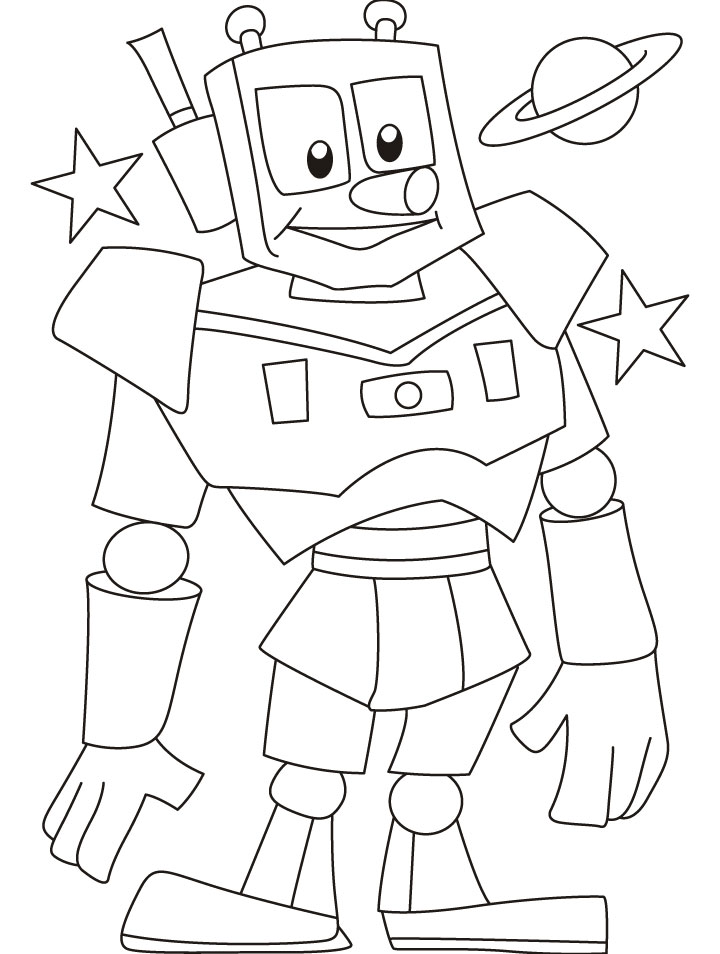 Shiny metal man robot for your help coloring pages