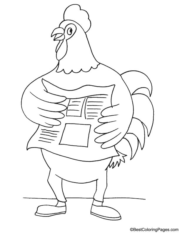 Rooster reporter coloring page