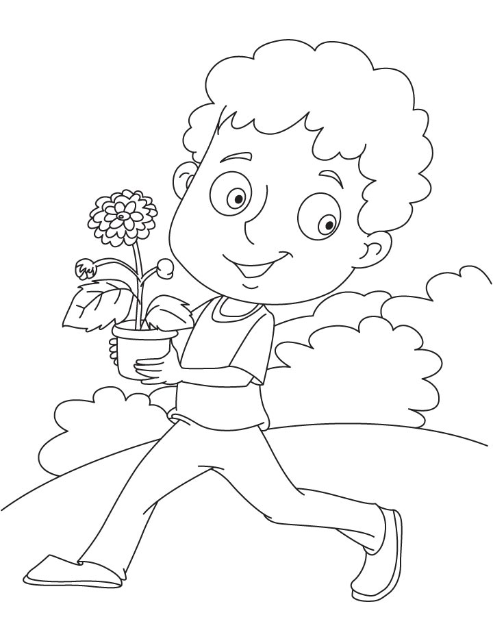 Running with chrysanthemum coloring page
