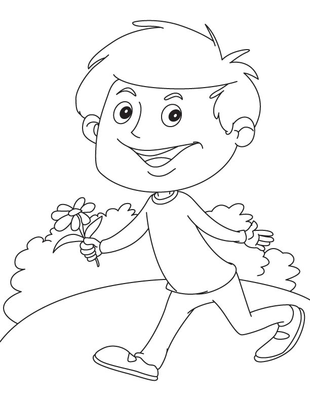 Running with daisy coloring page