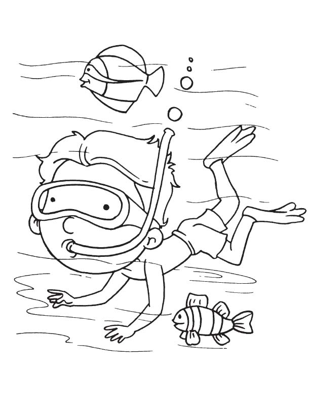 Sea diver coloring page