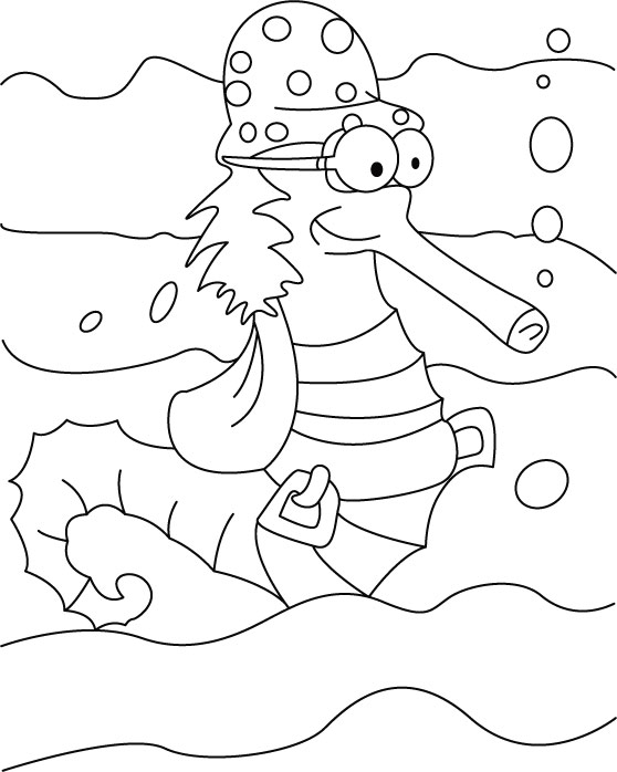 Seahorse with long nose coloring pages