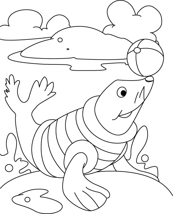 Seal roar, wanna play basketball coloring pages