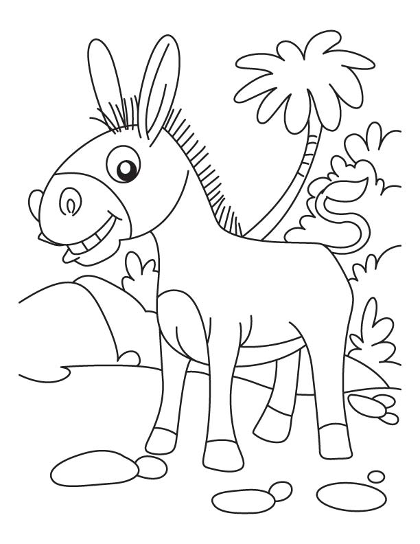 Seaside donkey coloring page