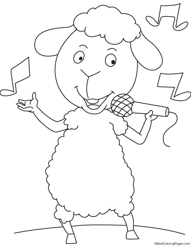 Sheep singing coloring page