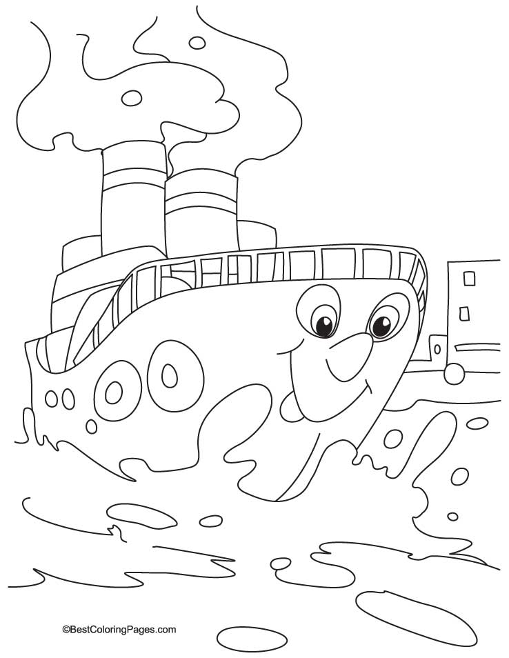Cartoon ship coloring page