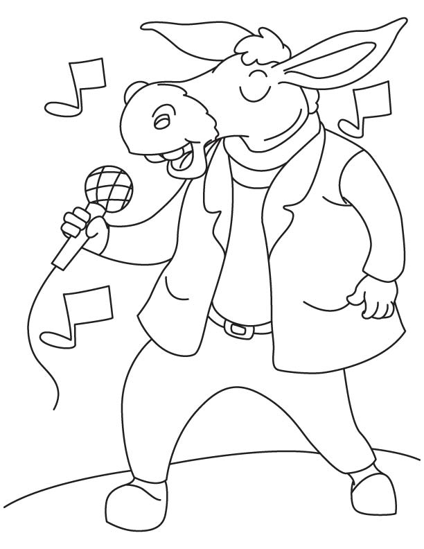 Singing donkey coloring page