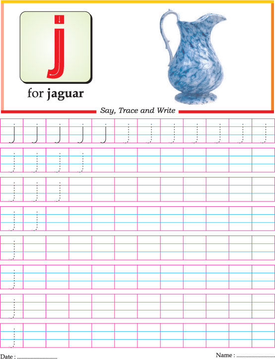 Small letter j practice worksheet
